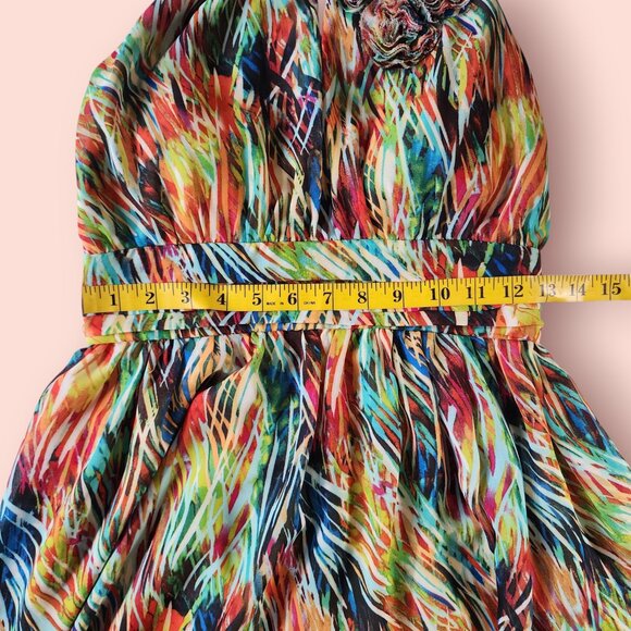 I.N. San Francisco Vibrant colorful abstract print halter dress size 3 dopamine - Picture 5 of 8